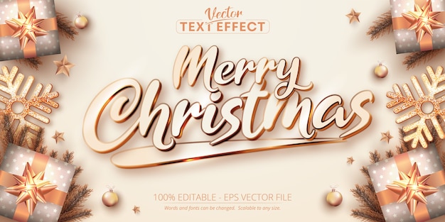 Texte De Joyeux Noel Effet De Texte Modifiable De Style De Couleur Or Rose Vecteur Premium