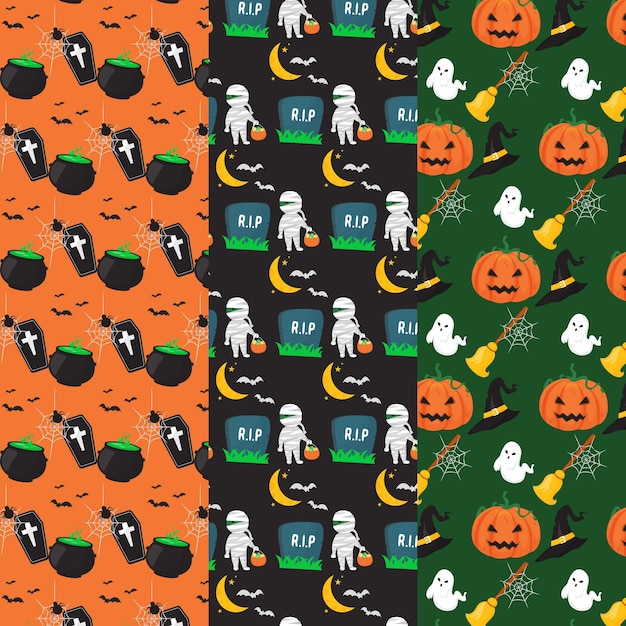 Thème Du Pack De Motifs Halloween | Vecteur Gratuite