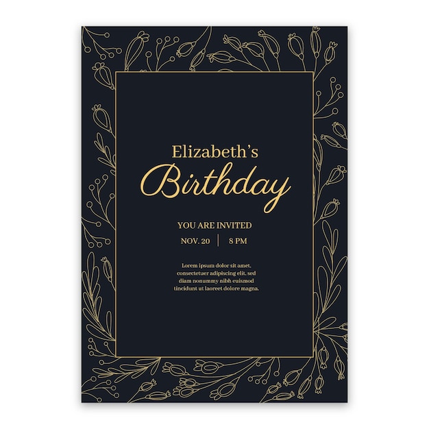 Theme De Modele D Invitation D Anniversaire Elegant Vecteur Gratuite