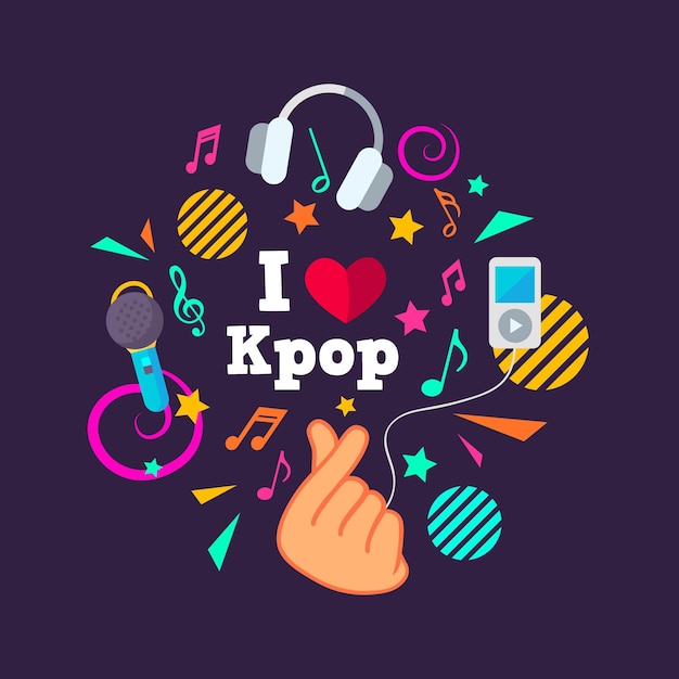 th-me-de-la-musique-k-pop-vecteur-gratuite