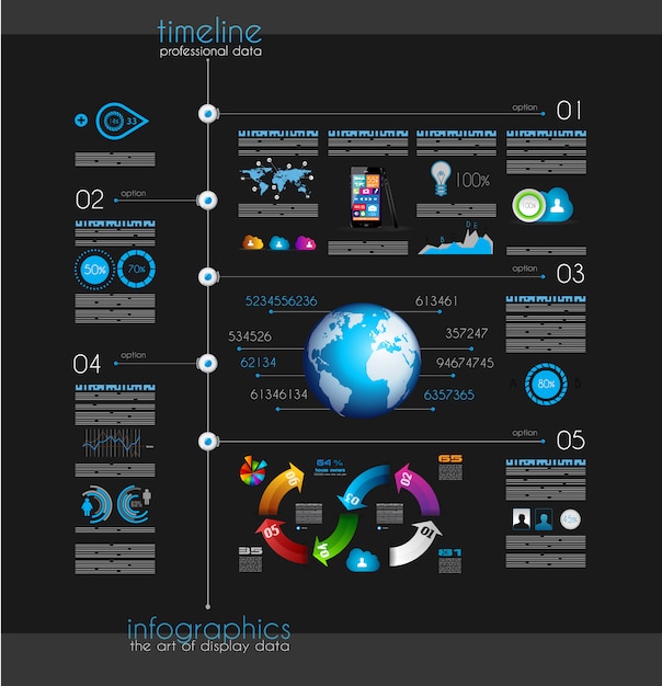 Timeline pour afficher vos données avec l'élément infographic Vecteur Premium