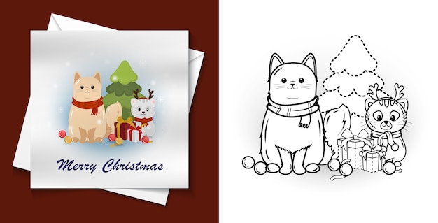 Trace Et Couleur Joyeux Noel Pour Carte Postale Feuille De Travail Prescolaire Pour La Pratique Vecteur Premium