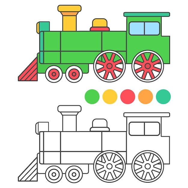 Train De Coloriage Pour Les Enfants Vecteur Premium