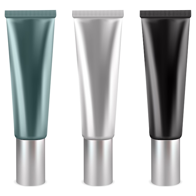 Tubes De Creme Tube Cosmetique De Couleur Blanc Noir Vert Vecteur Premium