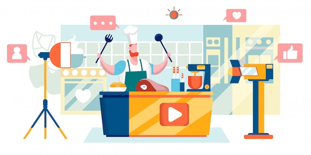 Tutoriel de cuisine Vecteur Premium