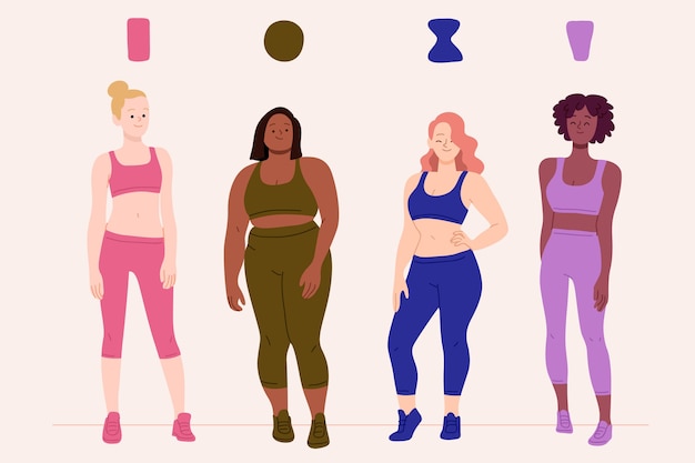 Types Dessinés à La Main De Formes De Corps Féminins Vecteur Gratuite 3437