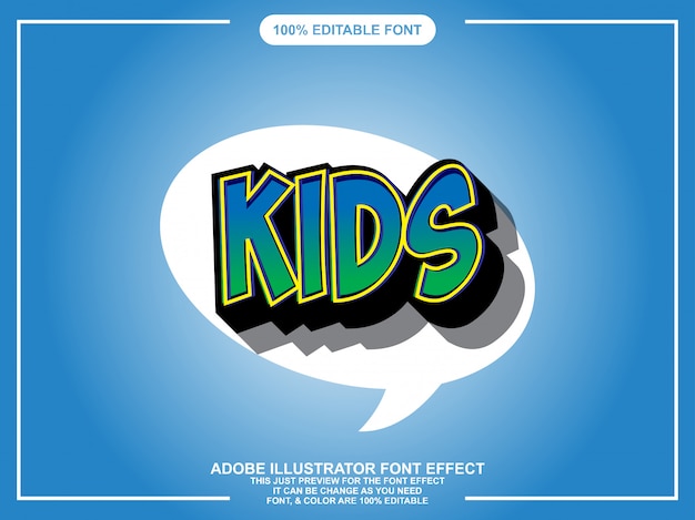 Typographie Editable Illustrator De Style Graphique Pour Enfants Vecteur Premium