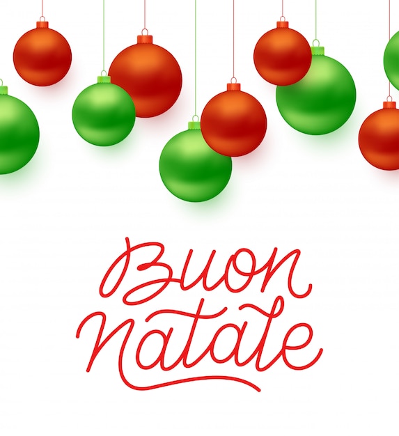 Typographie Italienne Joyeux Noel Buon Natale Vecteur Premium