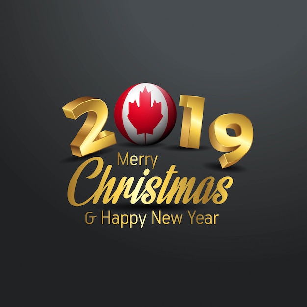 Typographie Joyeux Noël Du Drapeau Du Canada 2019 | Vecteur Premium