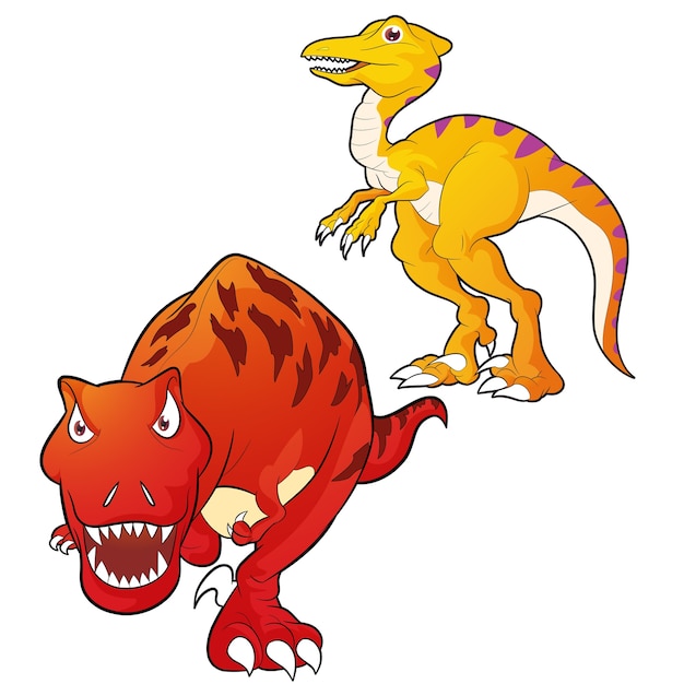 Tyrannosaurus-velociraptor Vecteur Premium