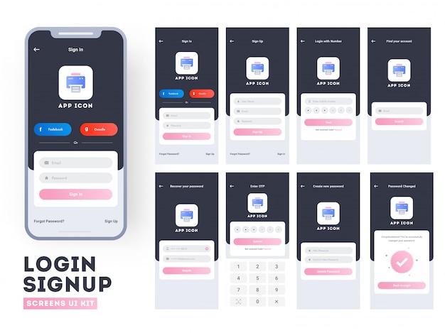 Ui de l'application mobile. Vecteur Premium