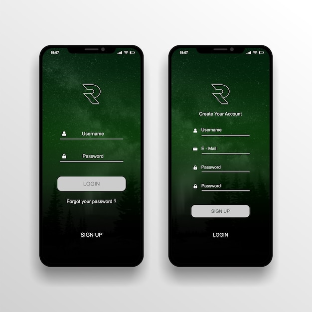 Ui / ux design aplikasi écran de connexion Vecteur Premium