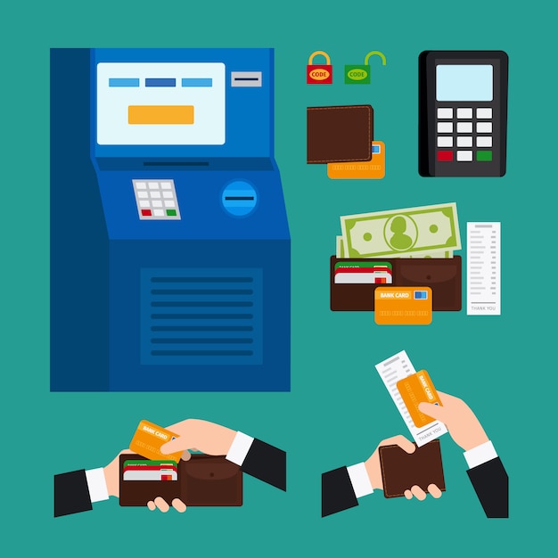 Utilisation du terminal atm Vecteur Premium