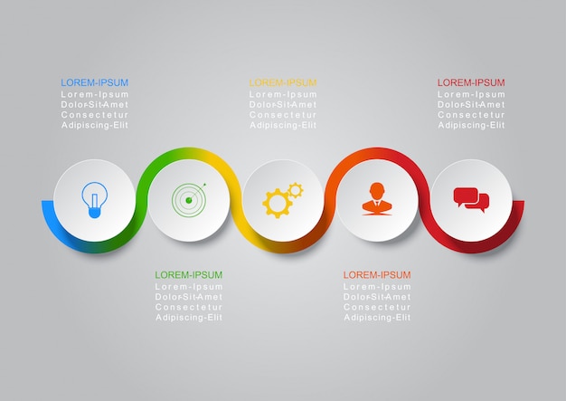 Vecteur de conception infographique les étapes ou processus de concept commercial peuvent être utilisés pour la mise en page de flux de travail, diagramme, rapport annuel, conception de sites web Vecteur Premium