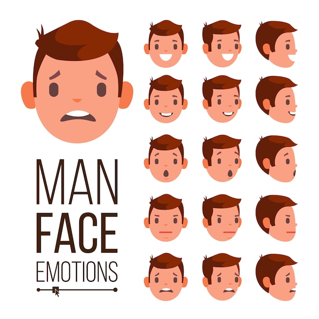 Vecteur D motions Homme Diff rents Expressions De Visage  