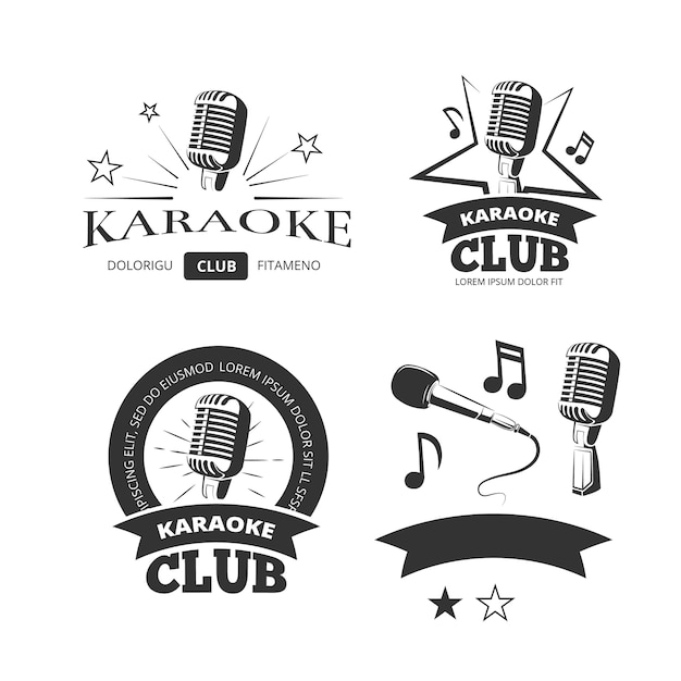Vecteur De Karaoké Vintage Fête Vecteur étiquettes Insignes Emblèmes ... Vintage Music Logos