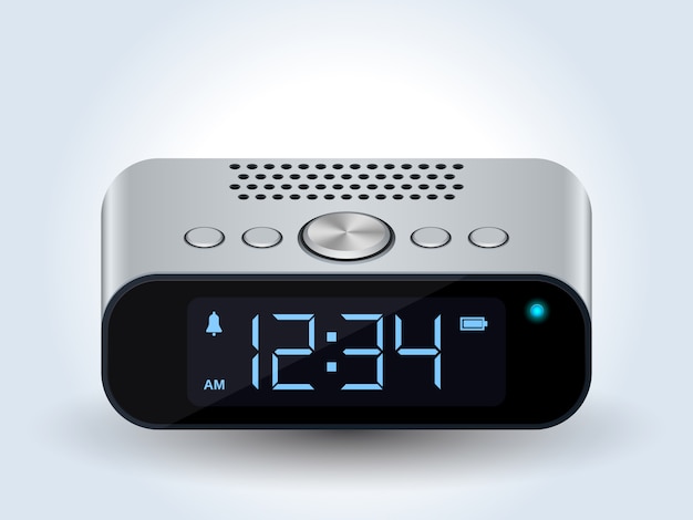 Vecteur réaliste d'horloge de bureau numérique Vecteur Premium
