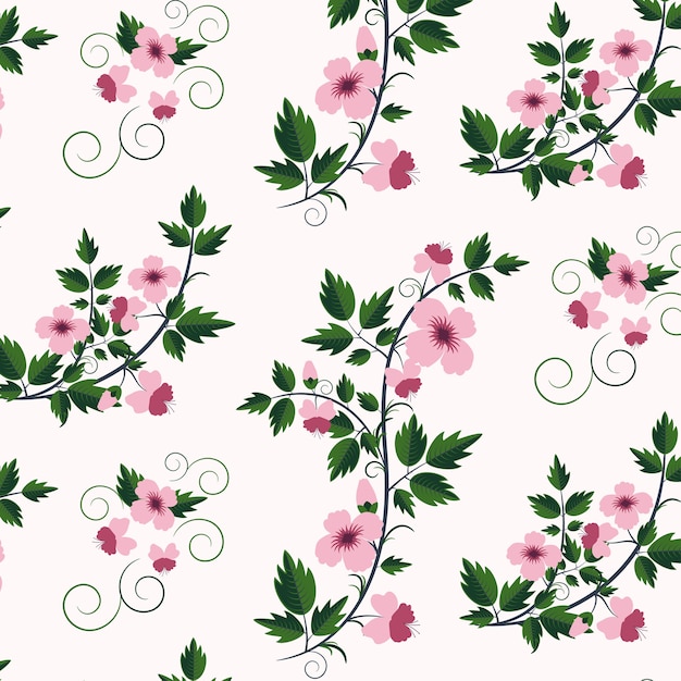 Vector Retro Motif Floral Avec Des Fleurs Vecteur Gratuite