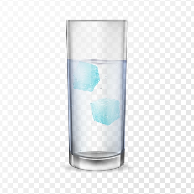 Verre Avec De L Alcool Ou De L Eau Et Deux Glacons Vecteur Premium