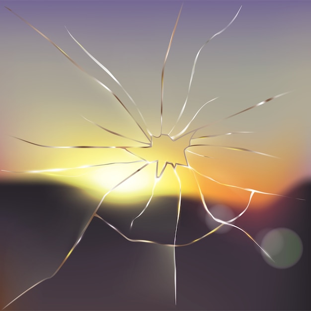 Verre Brisé Et Fissuré Vecteur Réaliste De Verre Vecteur Gratuite