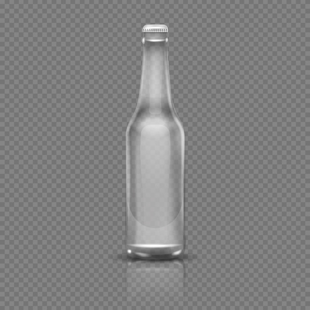 Vider La Bouteille De Biere Ou D Eau Transparente Illustration Vectorielle 3d Realiste Bouteille Vide Transparent G Vecteur Premium