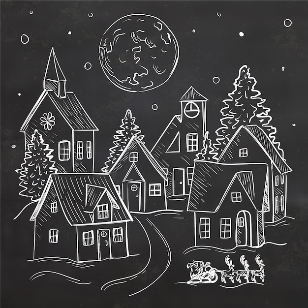 Ville de noël concept dessiné à la main Vecteur gratuit