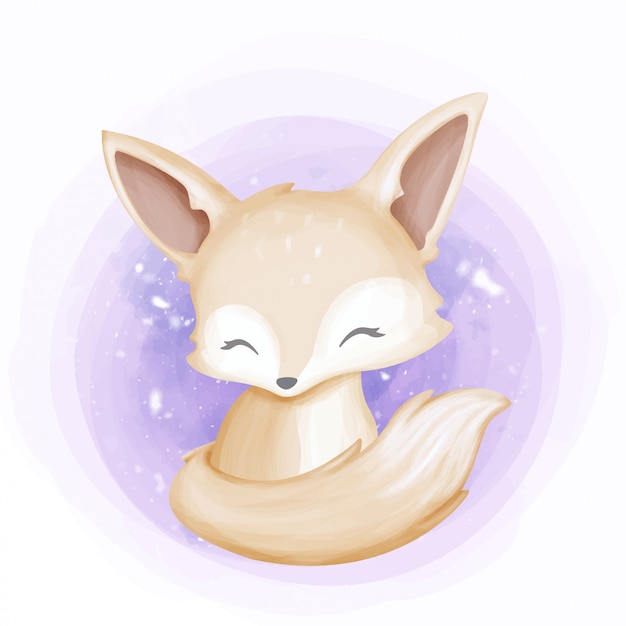 Visage De Sourire De Bebe Mignon Fennec Vecteur Premium