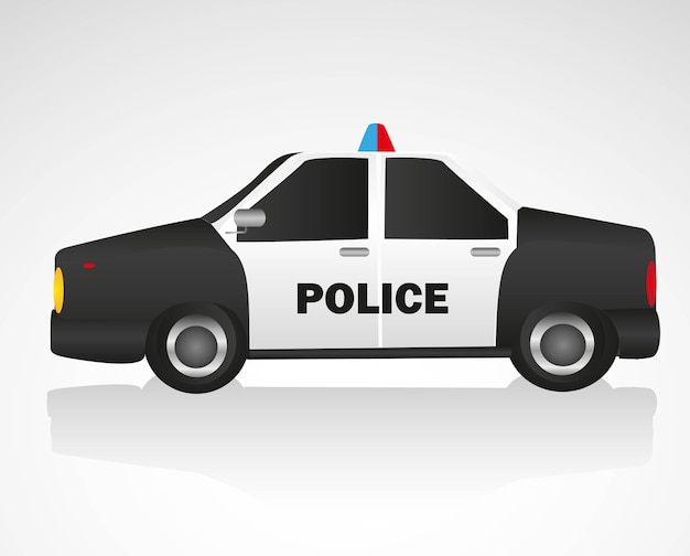 Voiture De Police Isolée Sur Illustration Vectorielle Fond Blanc