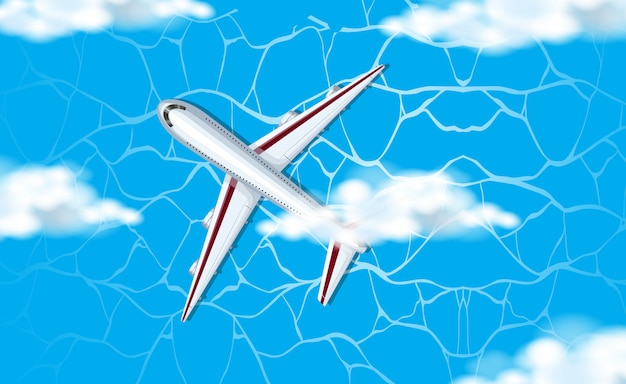 Une vue aérienne de l'avion dans le ciel Vecteur gratuit