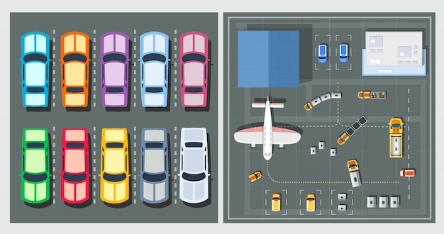 Vue de dessus des avions Vecteur Premium