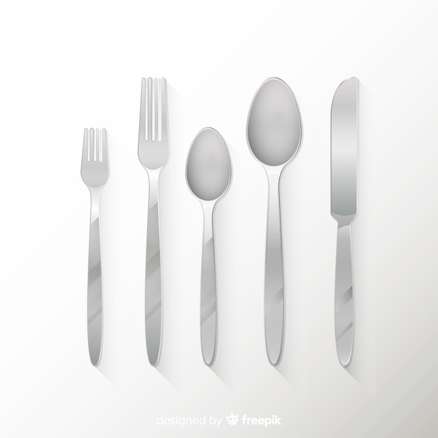 Vue de dessus des couverts de restaurant avec un design réaliste Vecteur gratuit