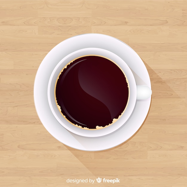 Vue de dessus de tasse à café avec un design réaliste Vecteur gratuit
