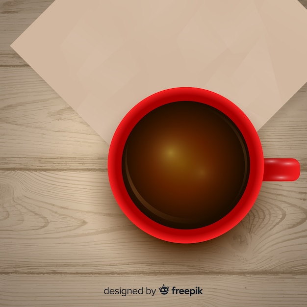 Vue de dessus de tasse à café avec un design réaliste Vecteur gratuit