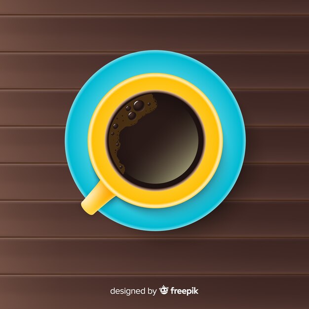 Vue de dessus de tasse à café avec un design réaliste Vecteur gratuit