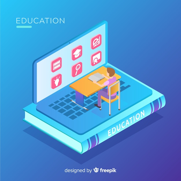 Vue isométrique du concept de l'éducation moderne Vecteur gratuit