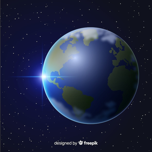 Vue de nuit de la planète terre avec un design réaliste Vecteur gratuit