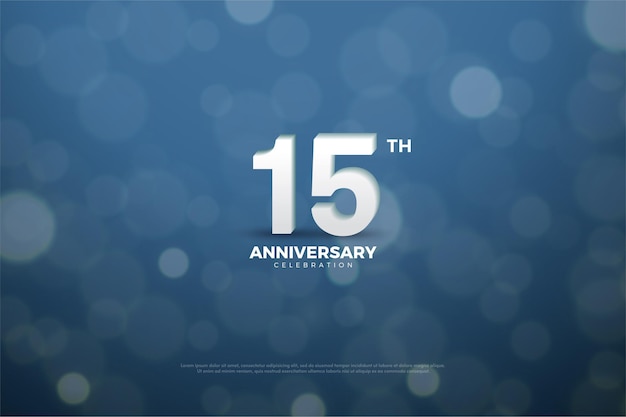 15 Aniversario Con Numeros Y Un Fondo Azul Marino Que Tiene Un Efecto De Circulo Vector Premium