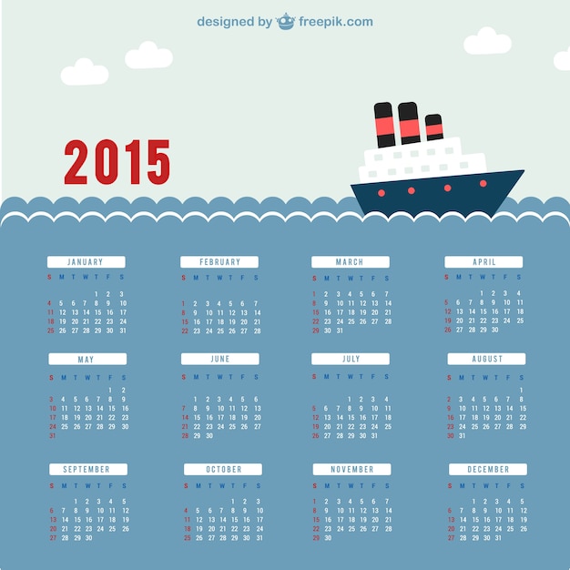 2021 Calendario con vistas al mar Descargar Vectores gratis