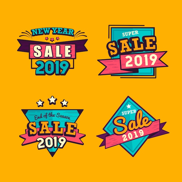 2019 año nuevo venta insignia vector set vector gratuito