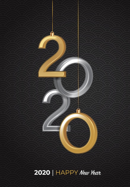 2020 Feliz Año Nuevo Logotipo 3d Vector Premium 9552