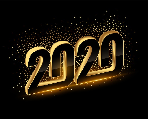 3d Negro Y Oro Feliz Año Nuevo 2020 Fondo Descargar