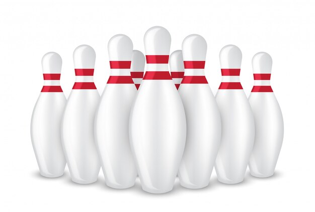3d realista bowling pin deporte aislado Vector Premium