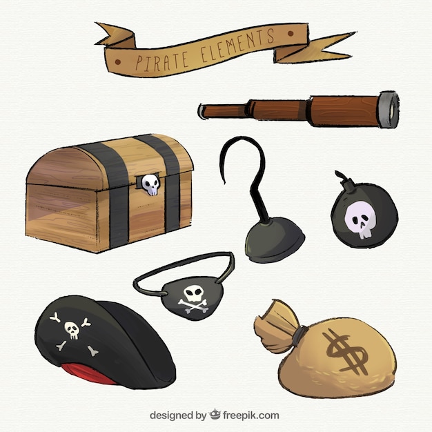 Accesorios De Piratas Dibujados A Mano Vector Gratis