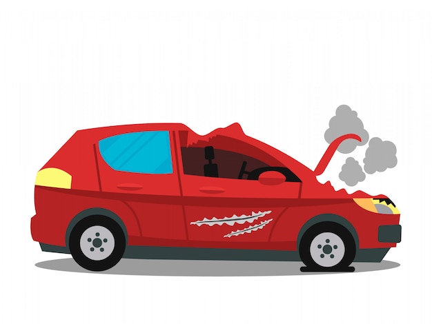 Accidente de coche, ilustración de color plano de accidente de carretera Vector Premium