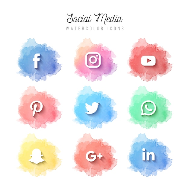 Acuarela Iconos De Redes Sociales Vector Gratis