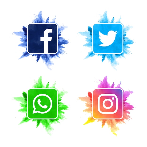 Acuarela Moderna Coleccion De Iconos De Redes Sociales Vector Premium