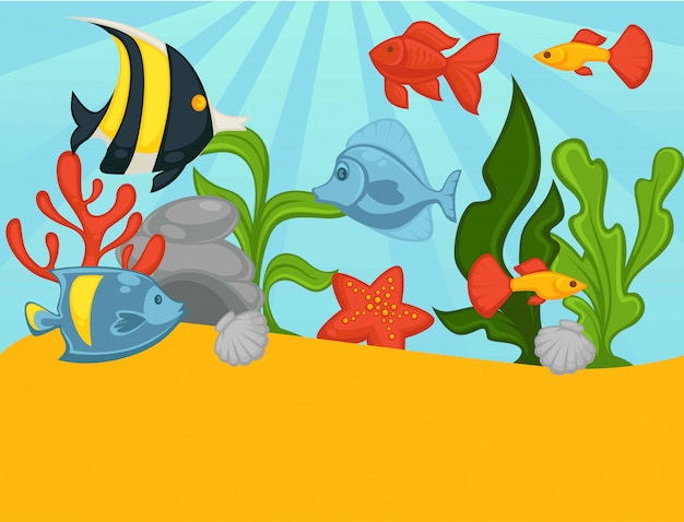 Acuario Peces Tropicales Y Plantas Ilustración Vectorial Vector Premium 8939