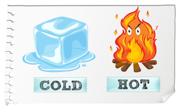 Adjetivos Opuestos Con Frio Y Calor Vector Gratis