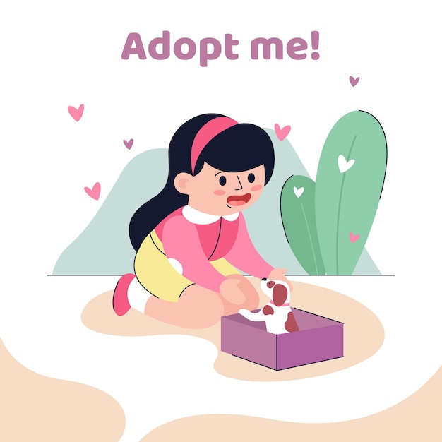 Adopta Una Mascota Que Lleva Un Cachorro Vector Gratis