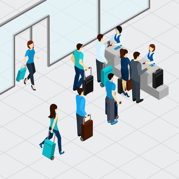 Aeropuerto De Check In Line Vector Gratis